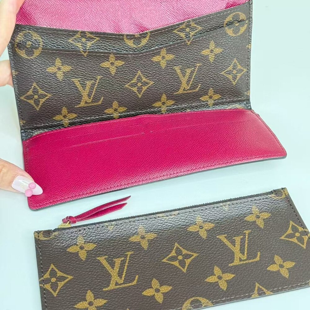 Louis Vuitton Monogram Canvas Wallet with Red Accent Button - Picture 7 of 9